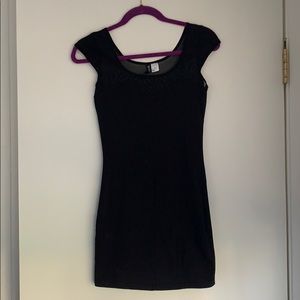 H&M divided little black mesh dress size 6 (XS/S)